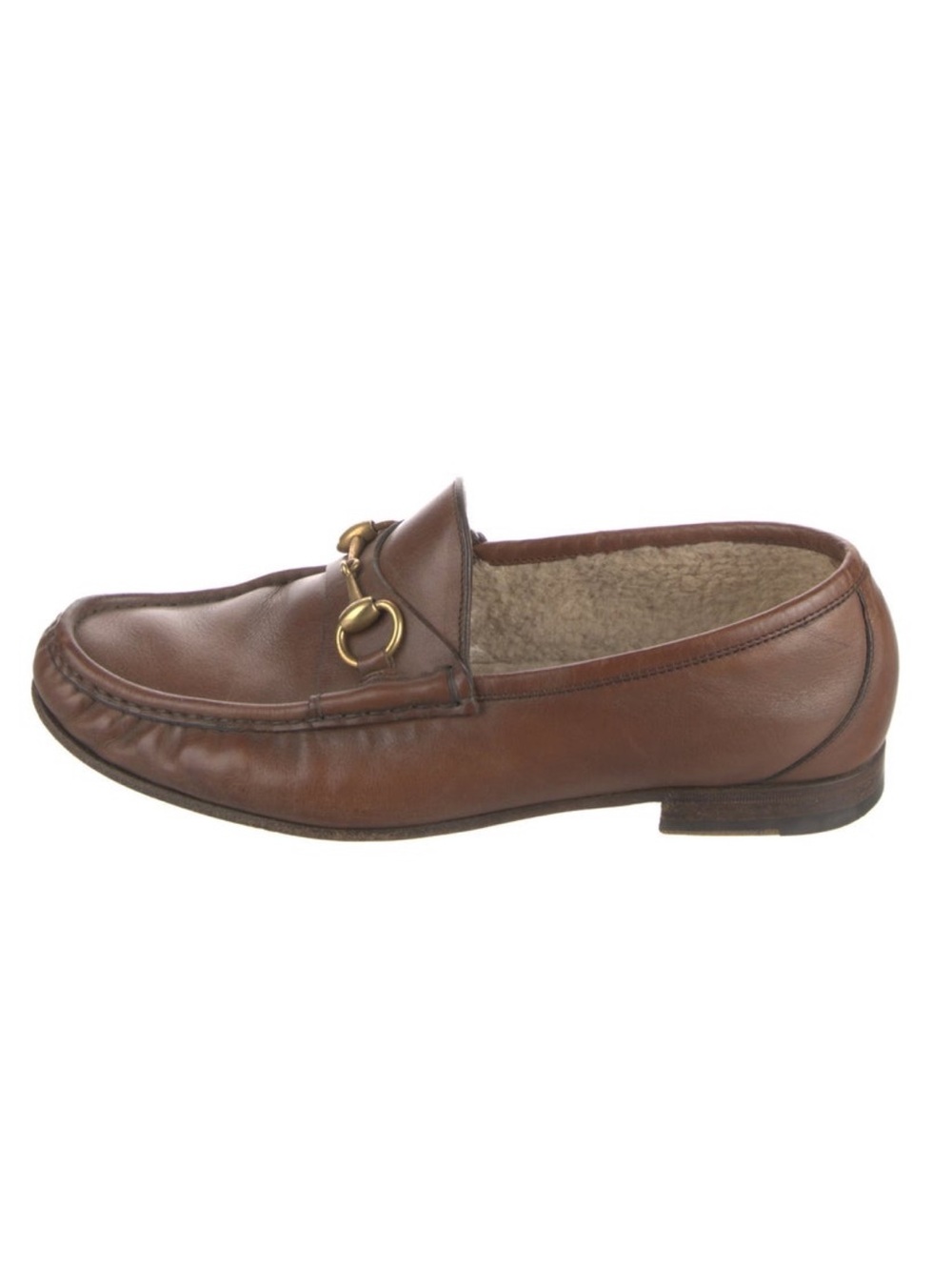 Brown Leather Horsebit Loafer with Shearling Lining Shoes